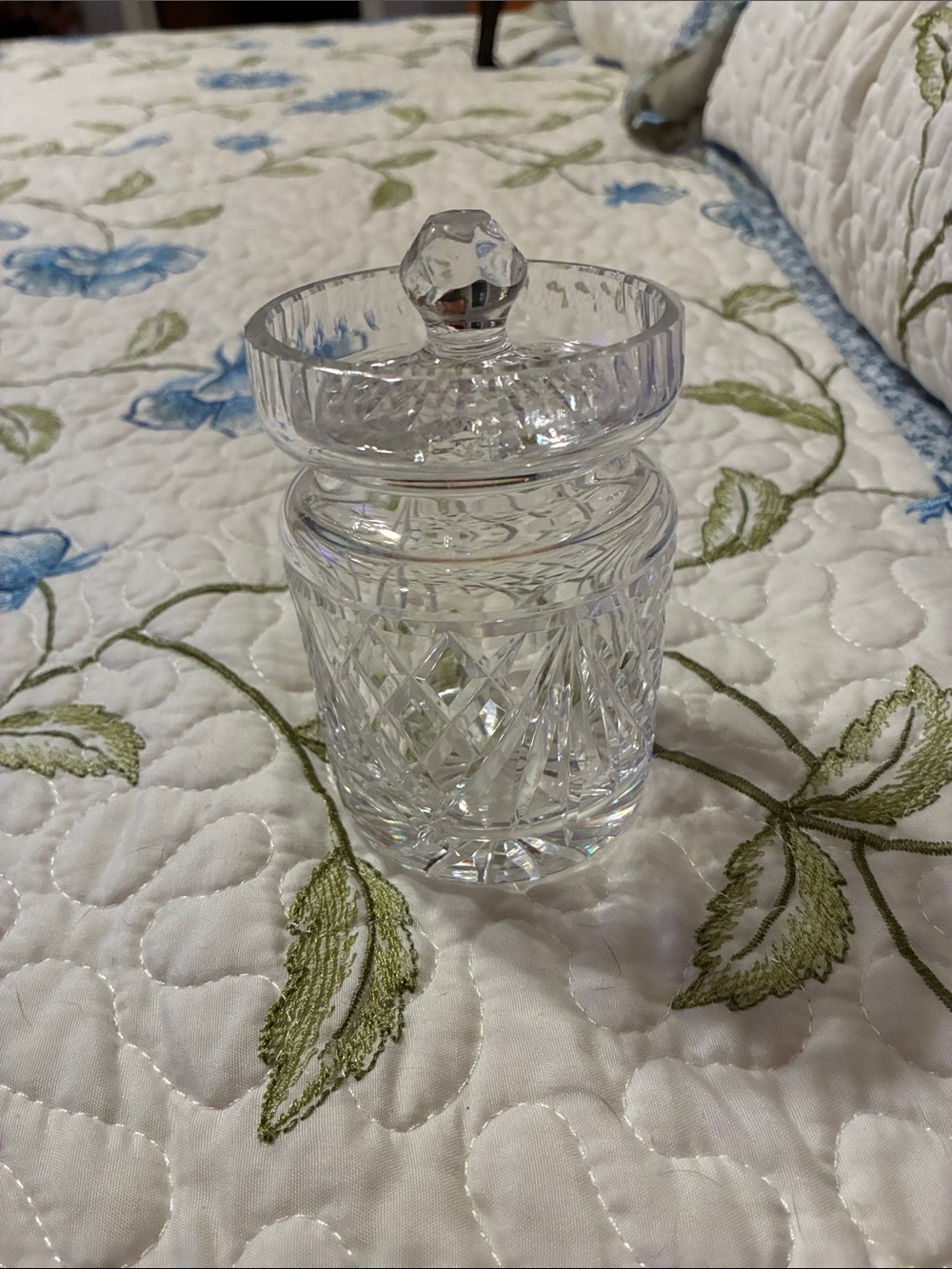 Cut Crystal Covered Jar - Clear Glass Sugar/creamer Holder